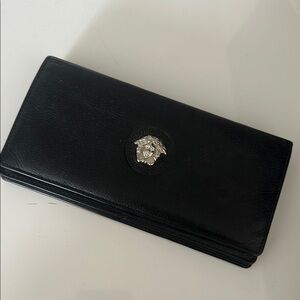 Versace Black Leather Wallet with Medusa Emblem